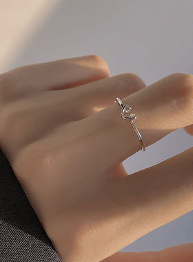 ins镂空爱心戒指简约小众设计感指环时尚开口可调节食指戒指尾戒