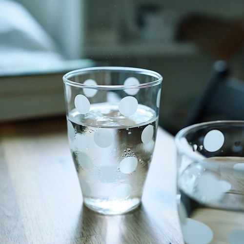 快乐白色波点耐热耐冷玻璃杯