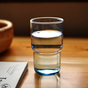 早上好商店 一点浅浅的蓝 叠叠杯钢化玻璃杯可叠玻璃杯耐热咖啡杯