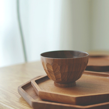 早上好商店|日式手工锤纹木碗实木家用饭碗酸枣木米饭碗隔热防烫