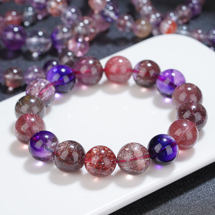 【直播好货】天然水晶手链黑加仑超七金草莓手串女饰品礼物