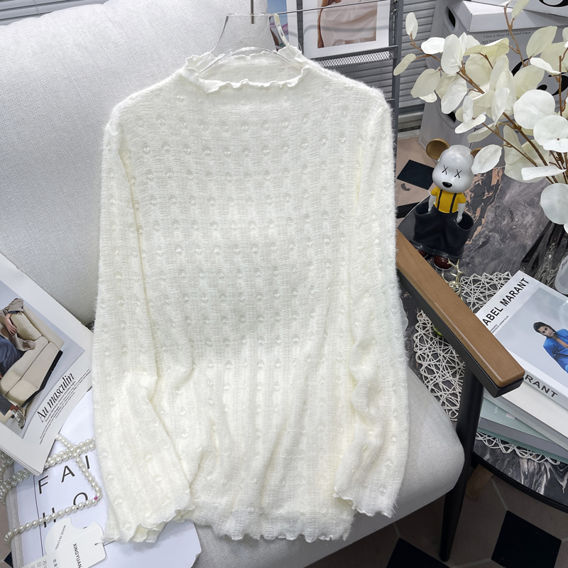 胖mm宽松显瘦T恤加厚蕾丝衫