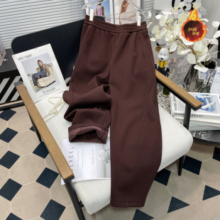 女装 宽松显瘦直筒长裤 冬季 胖mm韩版 子潮 加绒休闲哈伦裤 胡子叔大码