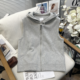 胡子叔大码女装秋季百搭连帽拉链马甲卫衣女胖mm减龄休闲叠穿外套