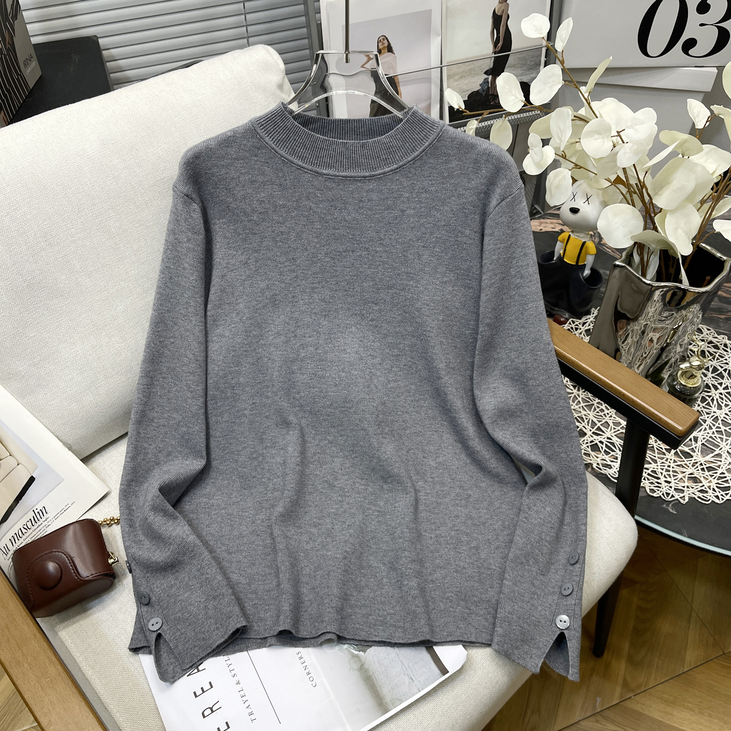 大码女装秋冬新款半高领针织衫女