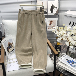 胖mm松紧高腰遮胯棉绒小脚裤 女2024秋冬新款 休闲哈伦裤 胡子叔大码