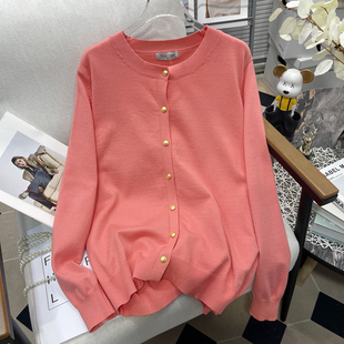 女春秋微胖mm韩版 纯色针织开衫 显瘦简约上衣薄毛衣 女装 胡子叔大码