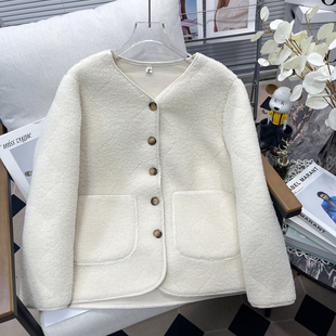 胡子叔大码颗粒绒一体毛绒外套冬季新款胖mm修建宽松显瘦加厚上衣