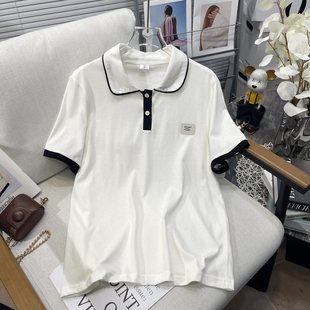 遮肚显瘦polo领T恤胖mm宽松减龄短袖 胡子叔大码 新款 女装 上衣 夏季