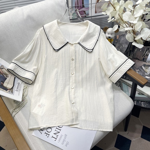 大码女装夏季新款翻领短袖衬衫