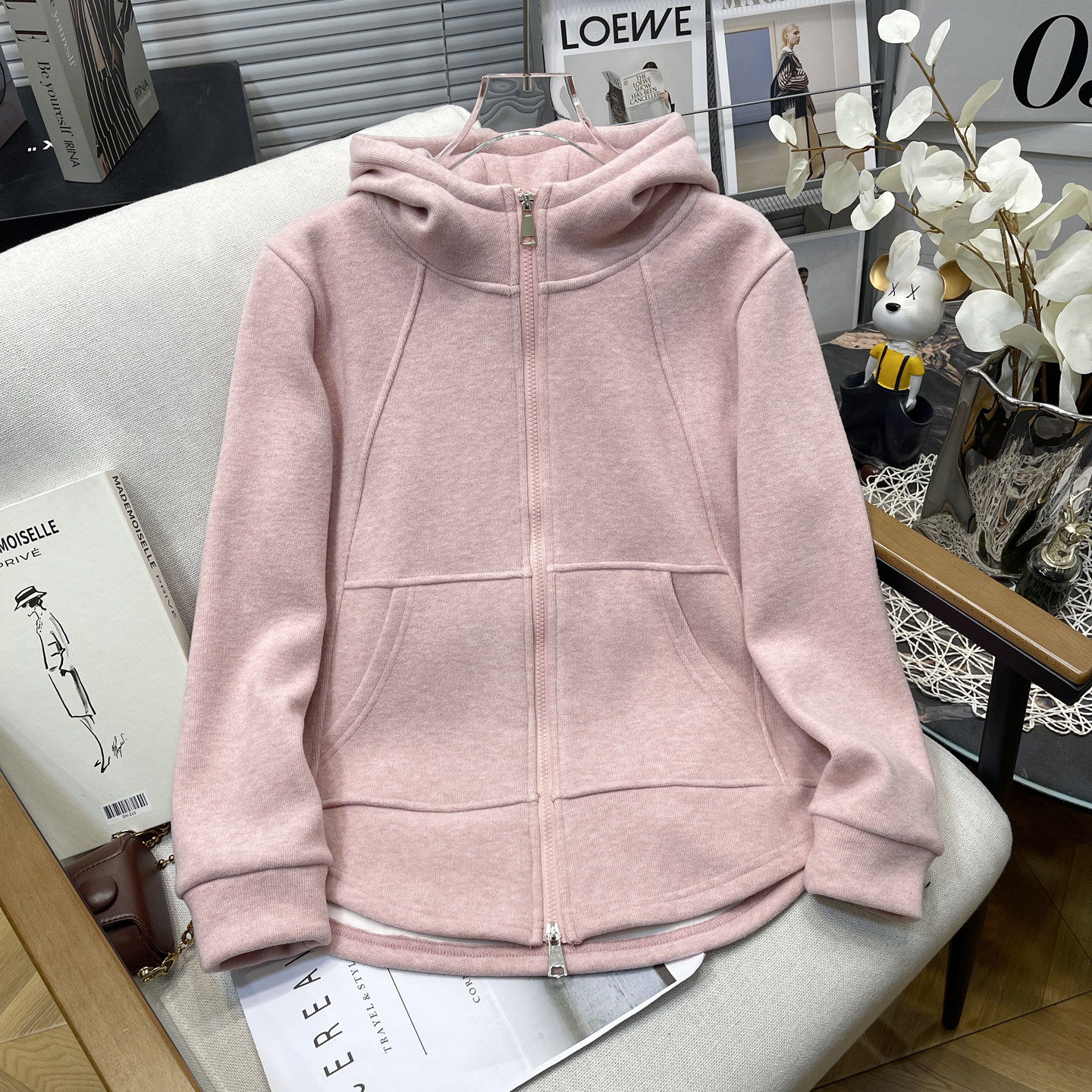 胡子叔大码大码女装秋冬新款连帽卫衣女胖mm韩版显瘦加绒加厚外套
