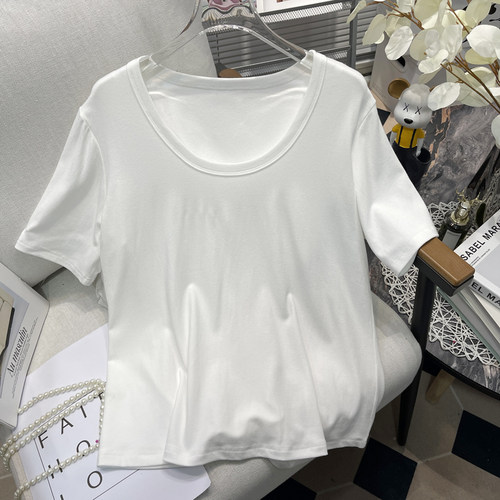 大码女装微胖正肩T恤女夏季胖mm