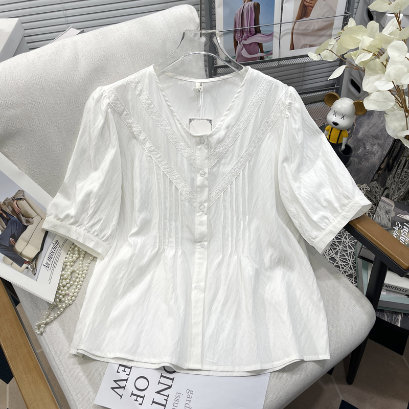 大码女装夏季新款泡泡衬衫女