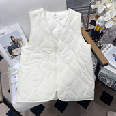 薄款 羽绒棉马甲女冬季 新时尚 胡子叔大码 v领外穿坎肩背心无袖 外套