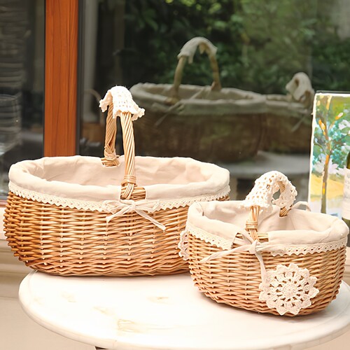 手工编织野餐篮水果篮收纳筐