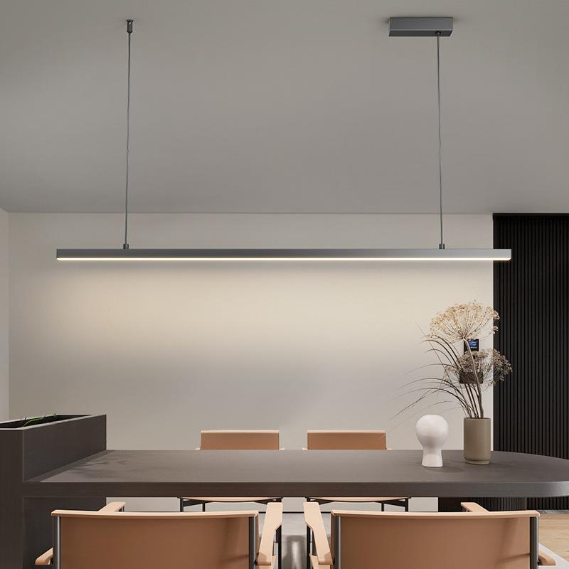 极简一字餐厅吊灯设计师款现代简约饭厅餐桌灯具办公室长条吧台灯