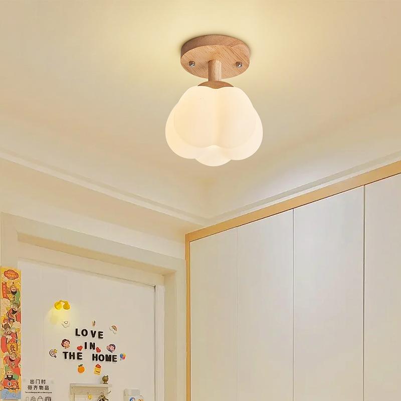 奶油风棉花过道灯玄关小吊灯轻奢温馨日式原木入户走廊阳台吸顶灯