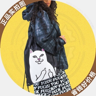 bag 中指贱猫束口双肩包 RipNDip 新派潮汇 男女潮牌书包抽绳背包