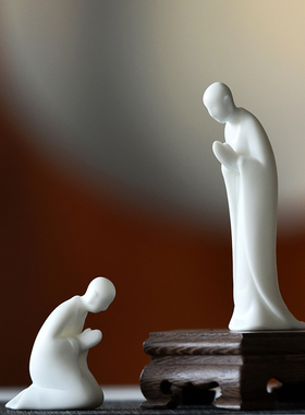 白瓷白瓷中式风禅意人物中式