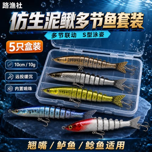 10cm/10g多节鱼仿生泥鳅假饵套装