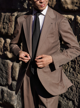 CM那不勒斯皇后意大利Drago Vantage130支棕驼骑兵呢斜纹套装423