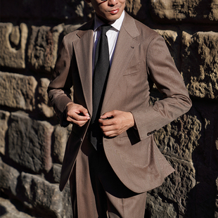 CM那不勒斯皇后意大利Drago Vantage130支棕驼骑兵呢斜纹套装423