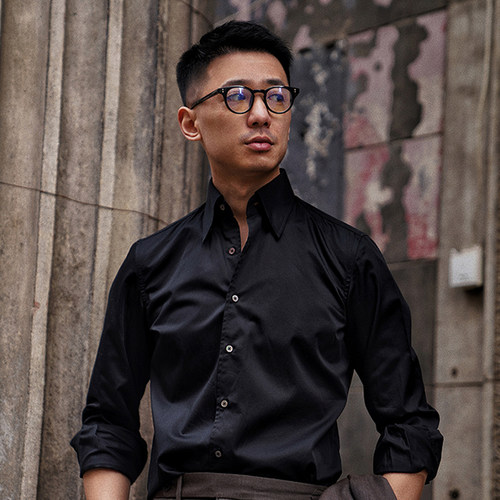 长袖男士衬衫CM全棉尖领商务休闲