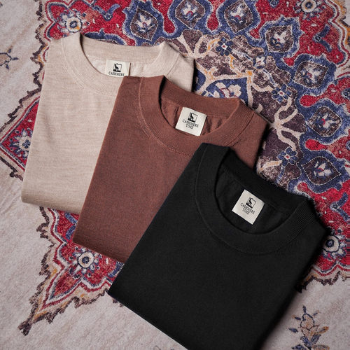 CM那不勒斯皇后真丝羊绒混纺针织衫男春秋休闲长袖圆领打底衫