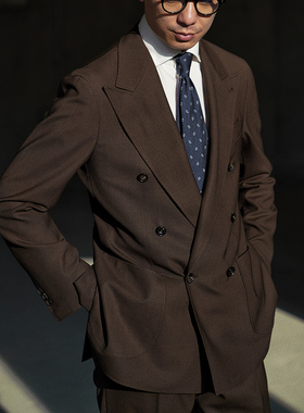CM那不勒斯皇后巧克力色强捻羊毛三防全麻衬定制西服套装146