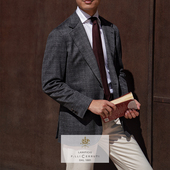 CM那不勒斯皇后1881灰色暗格纹全羊绒全麻衬休闲定制西装 上衣189