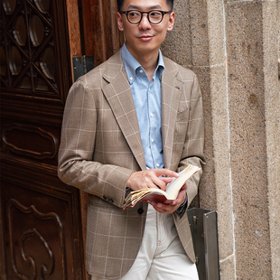 CM那不勒斯皇后Hollandsherry伦敦系列全麻衬重磅羊毛精纺单西172