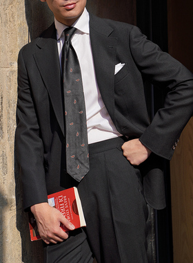 CM那不勒斯皇后优雅黑强捻羊毛三防全麻衬定制西服套装144