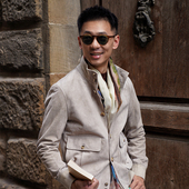 CM那不勒斯皇后岩灰白非洲头层绵羊翻绒羊皮经典 A1飞行员立领夹克