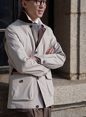 CM那不勒斯皇后岩灰色长绒棉混纺防泼溅查尔斯夹克245