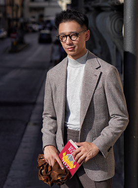 CM那不勒斯皇后英产FoxBrother灰棕亲王格全羊毛全麻衬单西658