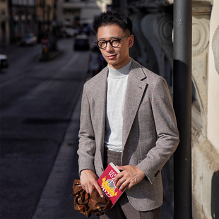 CM那不勒斯皇后英产FoxBrother灰棕亲王格全羊毛全麻衬单西658