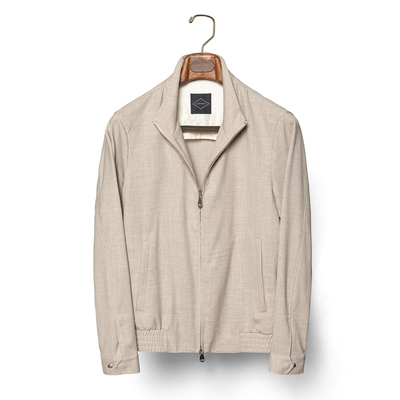 CM那不勒斯皇后大理石灰白丝麻毛混纺男士轻薄Bomber夹克264