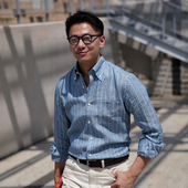 CM那不勒斯皇后湖蓝色条纹亚麻工装 376 衬衫 风格 商务休闲男士