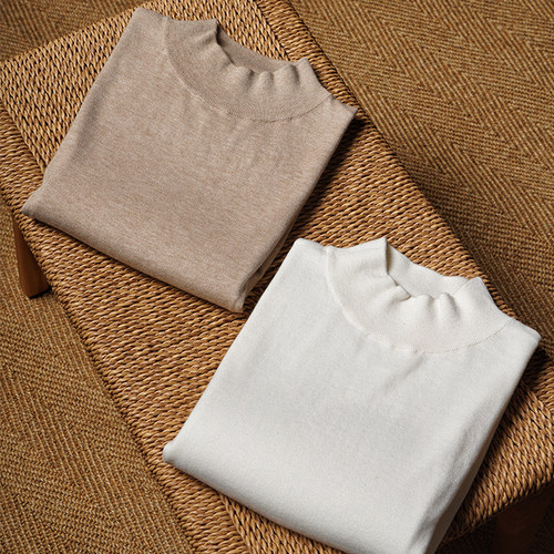 CM那不勒斯皇后秋冬半高领毛衣丝长绒棉混纺长袖针织衫打底衫