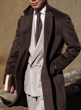 CM那不勒斯皇后巧克力色全羊毛平驳领柴斯特大衣450