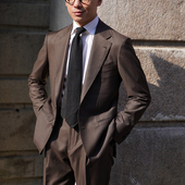 713 商务套装 CM那不勒斯皇后意大利TALLIA经典 棕斜纹120支羊毛意式