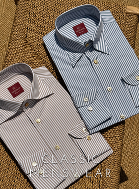 CM那不勒斯皇后Monti意产细条纹全棉三步手工衬衫系列47/48