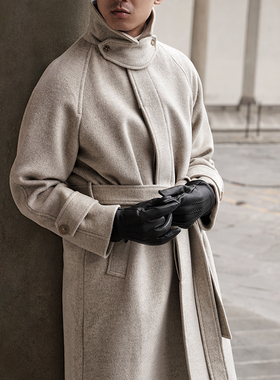 CM那不勒斯皇后经典奶白色特细羊毛重磅巴尔玛肯插肩袖大衣68