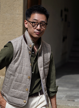 CM那不勒斯皇后米绿小千鸟秋冬休闲防寒纽扣背心马甲442