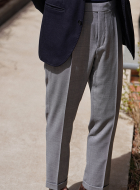 CMT那不勒斯皇后羊毛灰色防水春夏西裤意式中高腰休闲长裤194