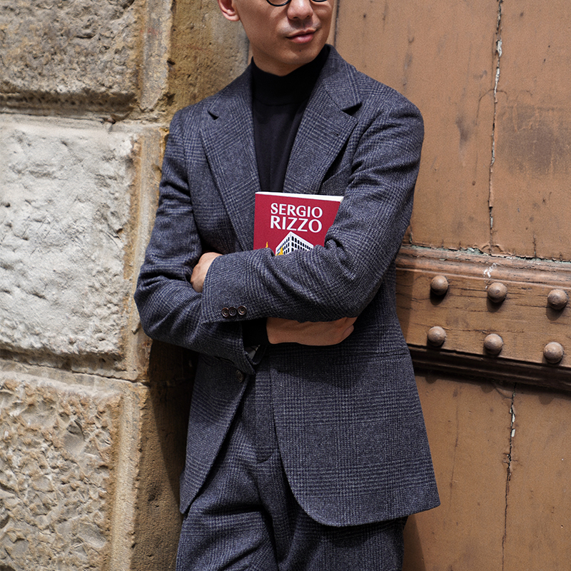 CM那不勒斯皇后英产FoxBrother灰蓝亲王格全羊毛全麻衬套装659