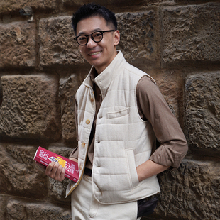 CM那不勒斯皇后米白色丝羊毛充棉纽扣秋冬休闲防寒背心马甲160