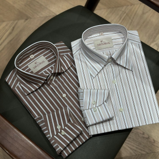 339 定制衬衫 338 男士 CM那不勒斯皇后全棉新疆棉复古条纹柔软意式