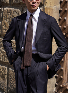 CM那不勒斯皇后意大利Drago Vantage130支深藏青斜纹套装407