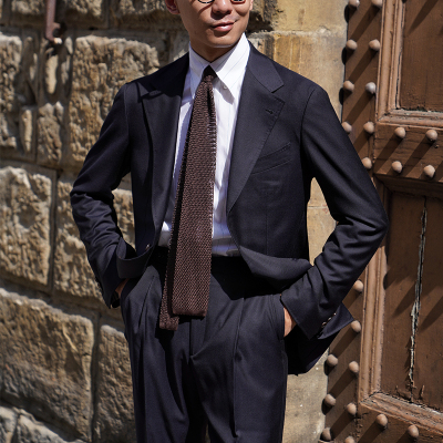 CM那不勒斯皇后意大利Drago Vantage130支深藏青斜纹套装407